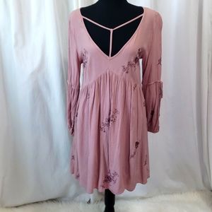 American Eagle Outfitters mauve boho pheasant long sleeve dress size Medium